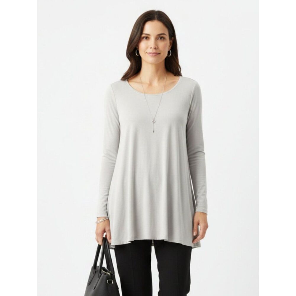 Eileen Fisher Gray Long Sleeve Crew Neck Tee T Shirt Top S